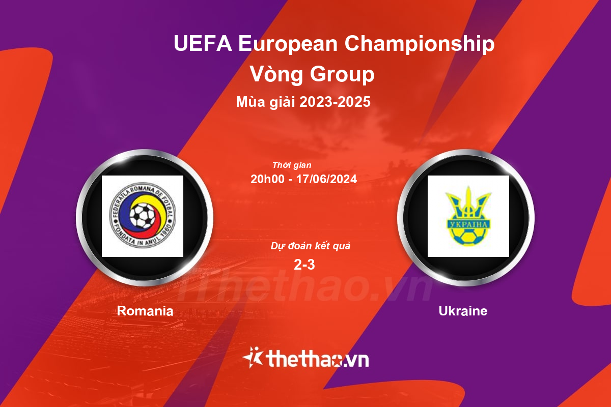 Nhận định, soi kèo Romania vs Ukraine, 20:00 ngày 17/06/2024 Euro 2023-2025