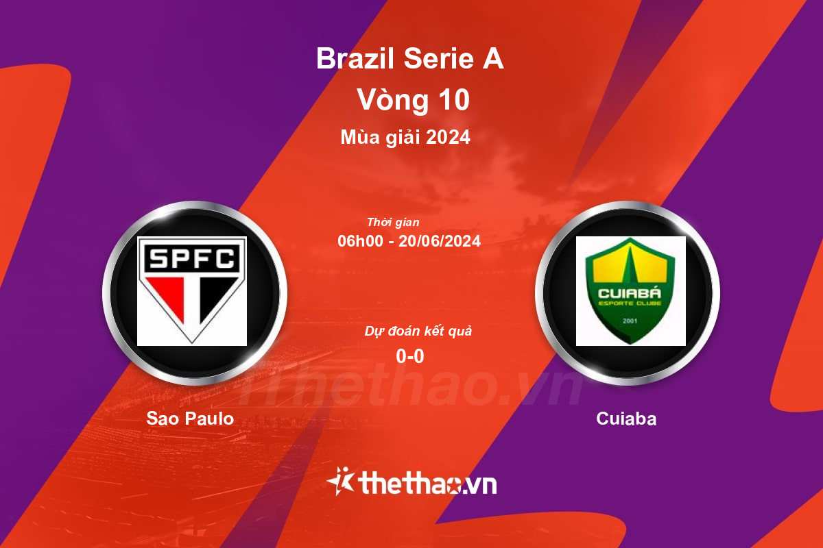 Nhận định, soi kèo Sao Paulo vs Cuiaba, 06:00 ngày 20/06/2024 VĐQG Brazil 2024