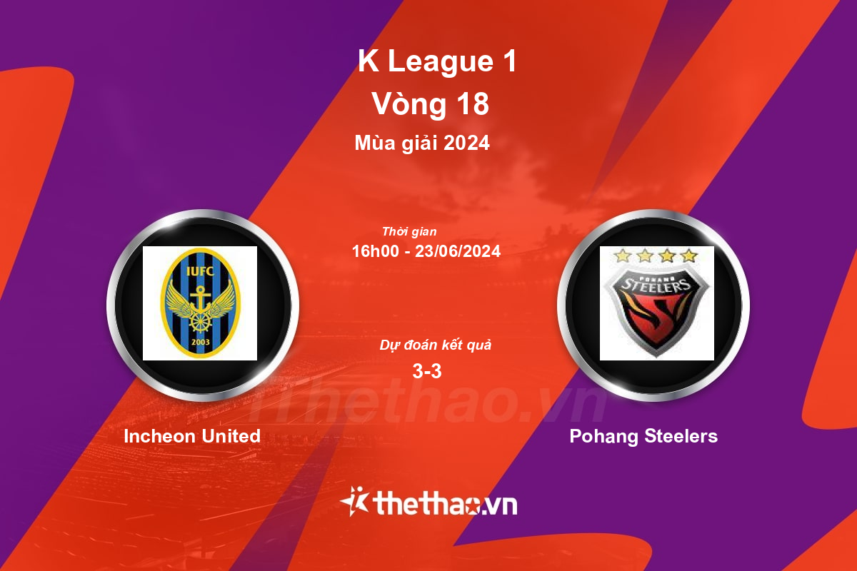 Nhận định, soi kèo Incheon United vs Pohang Steelers, 16:00 ngày 23/06/2024 Hàn Quốc 2024