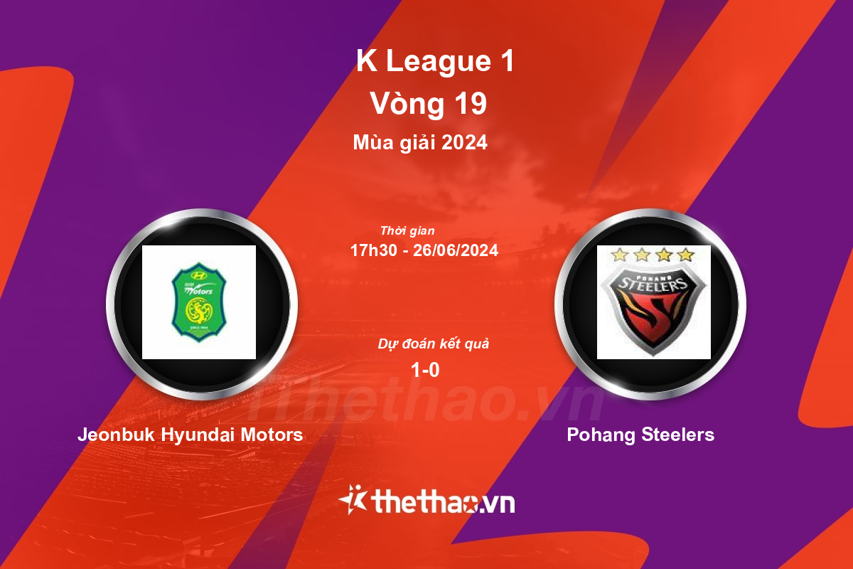 Nhận định, soi kèo Jeonbuk Hyundai Motors vs Pohang Steelers, 17:30 ngày 26/06/2024 Hàn Quốc 2024