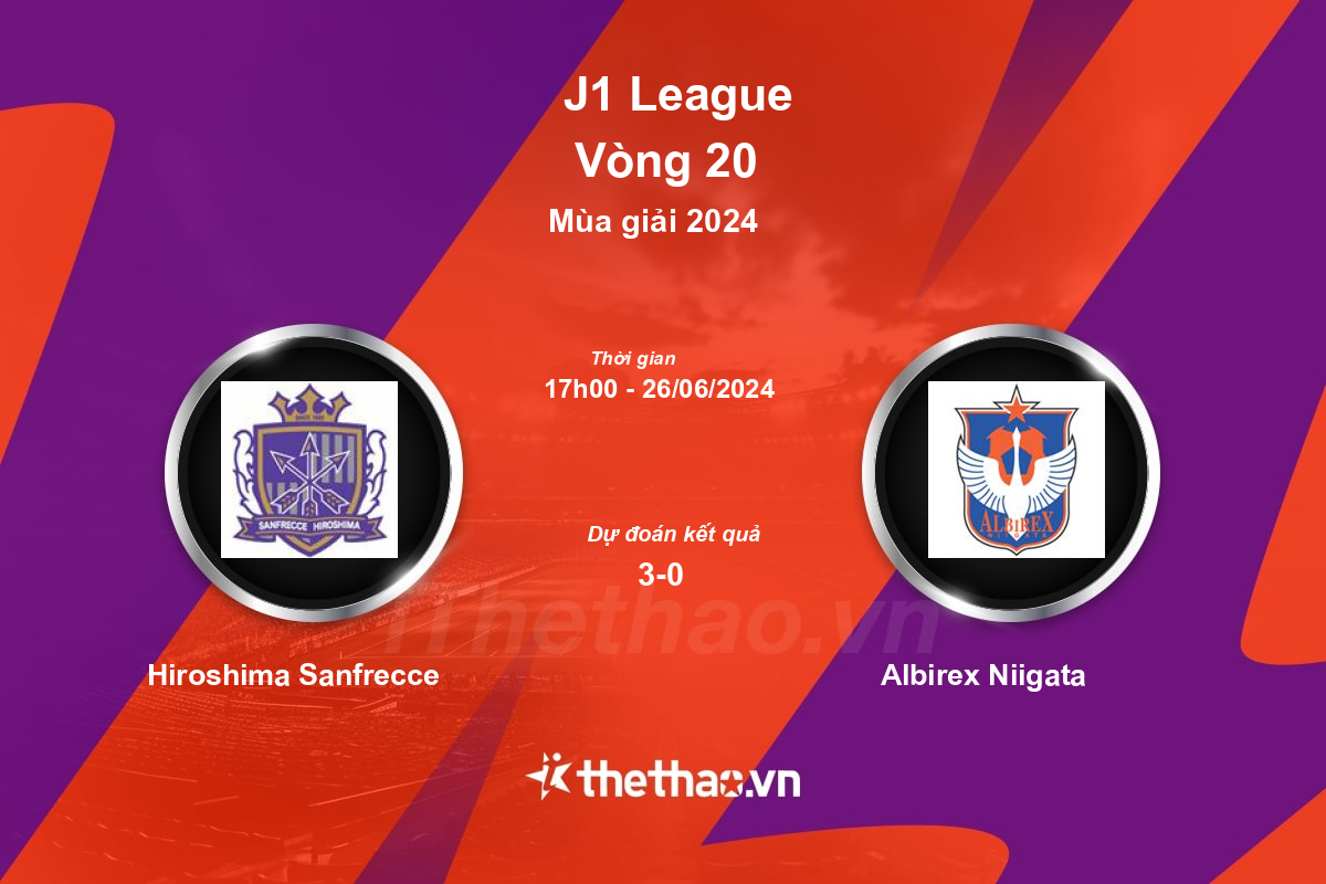 Nhận định, soi kèo Hiroshima Sanfrecce vs Albirex Niigata, 17:00 ngày 26/06/2024 J-League 1 2024