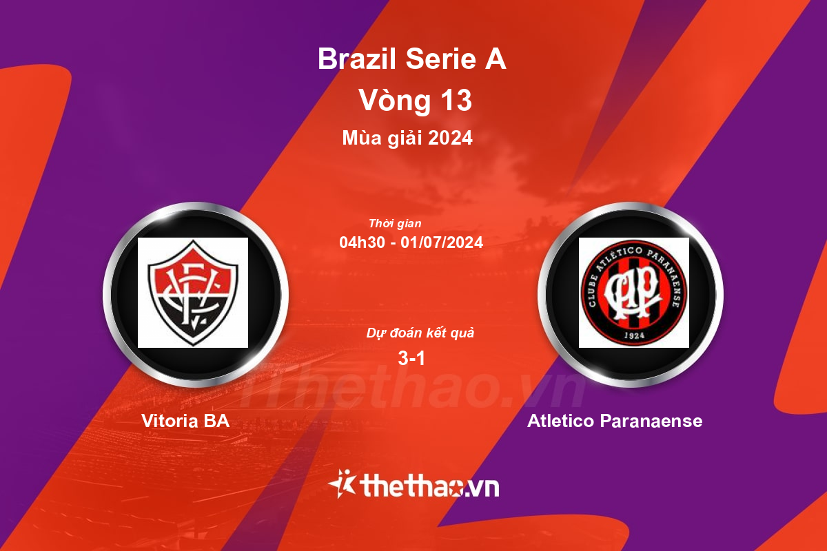 Nhận định, soi kèo Vitoria BA vs Atletico Paranaense, 04:30 ngày 01/07/2024 VĐQG Brazil 2024
