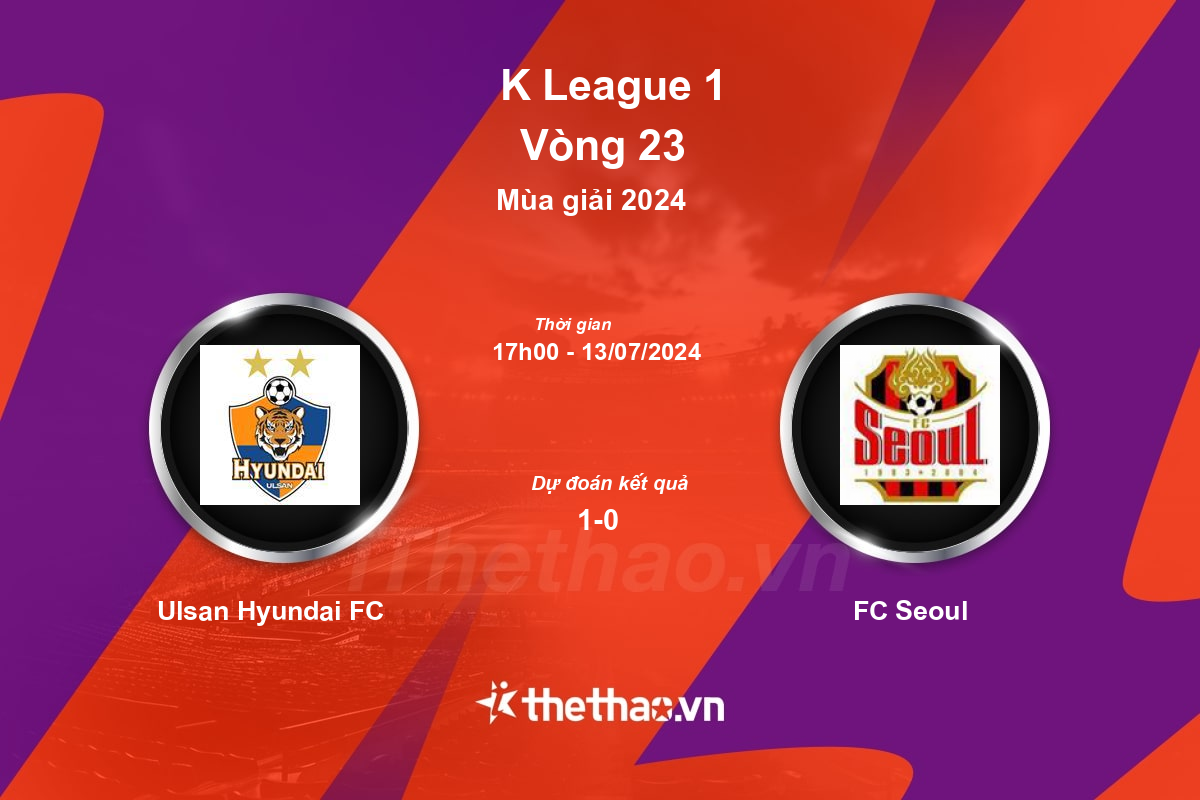 Nhận định, soi kèo Ulsan Hyundai FC vs FC Seoul, 17:00 ngày 13/07/2024 Hàn Quốc 2024