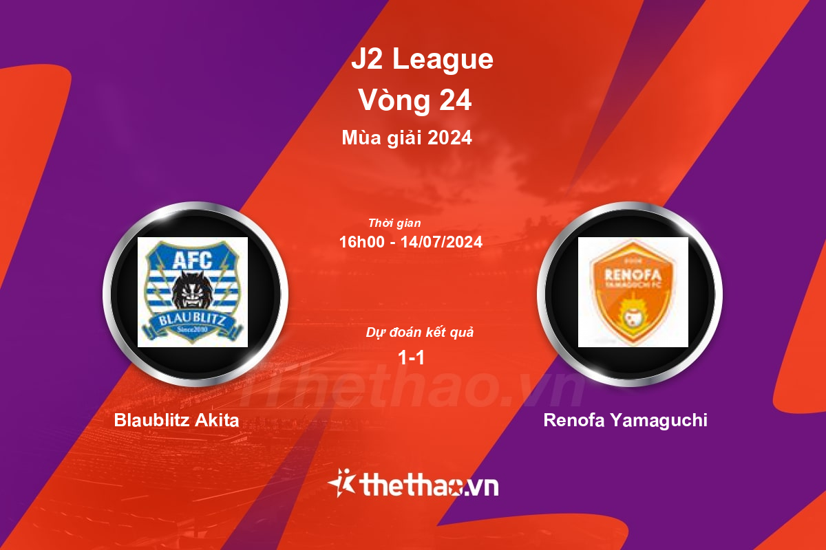 Nhận định, soi kèo Blaublitz Akita vs Renofa Yamaguchi, 16:00 ngày 14/07/2024 Hạng 2 Nhật Bản 2024