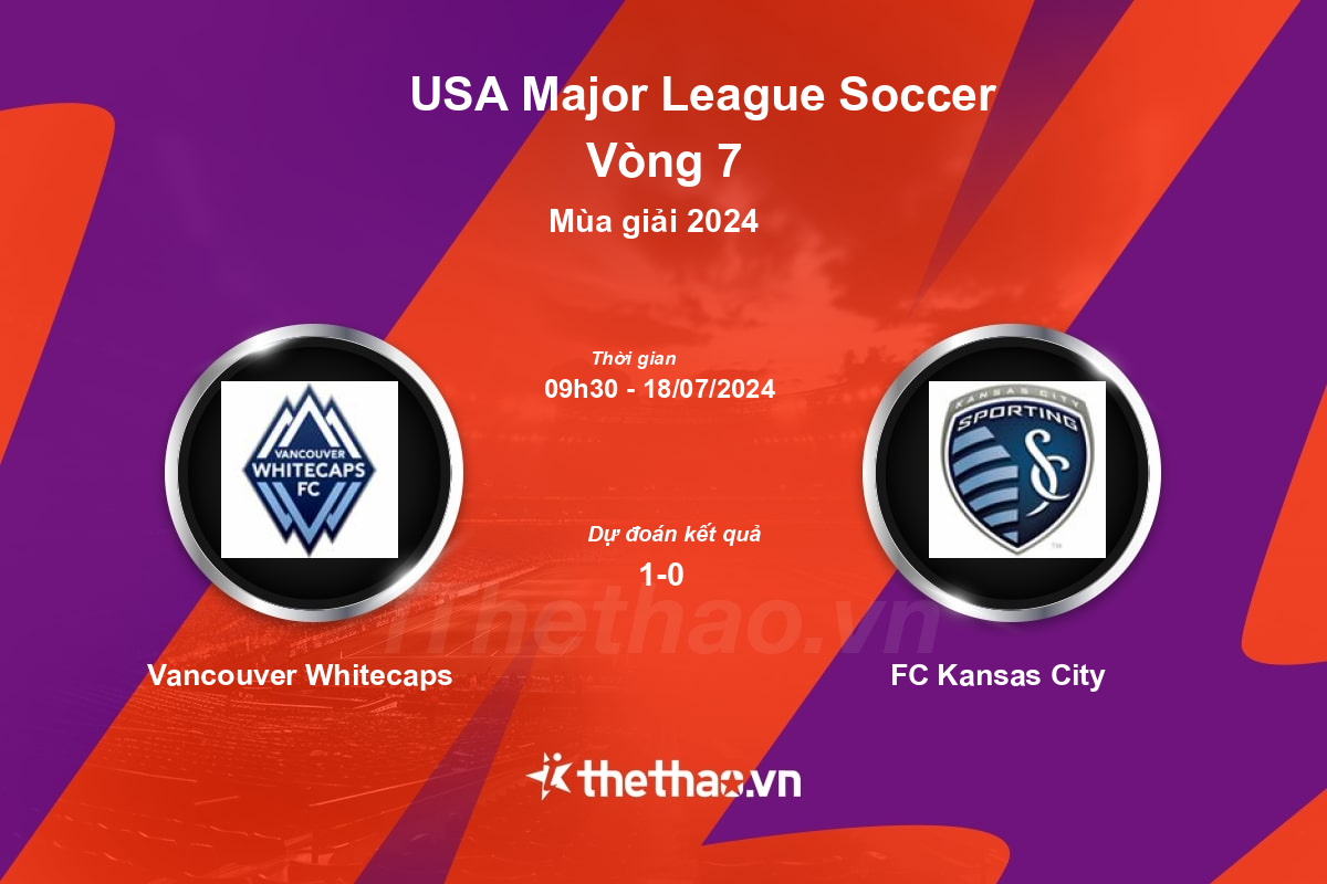 Nhận định, soi kèo Vancouver Whitecaps vs FC Kansas City, 09:30 ngày 18/07/2024 Nhà nghề Mỹ MLS 2024