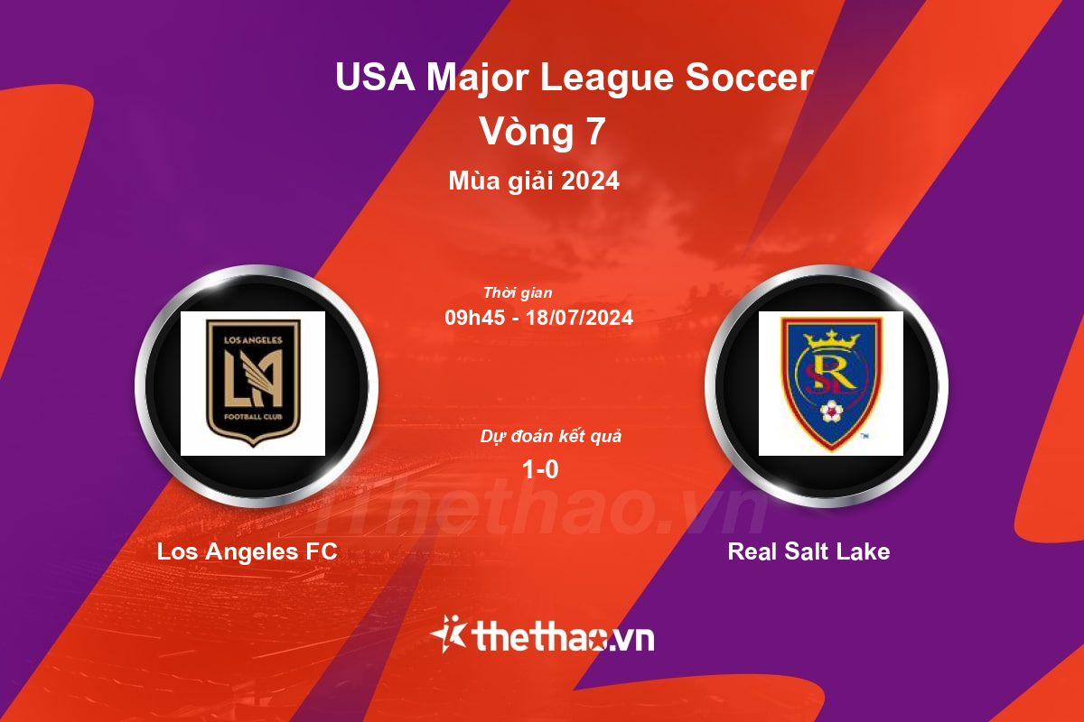 Nhận định, soi kèo Los Angeles FC vs Real Salt Lake, 09:45 ngày 18/07/2024 Nhà nghề Mỹ MLS 2024