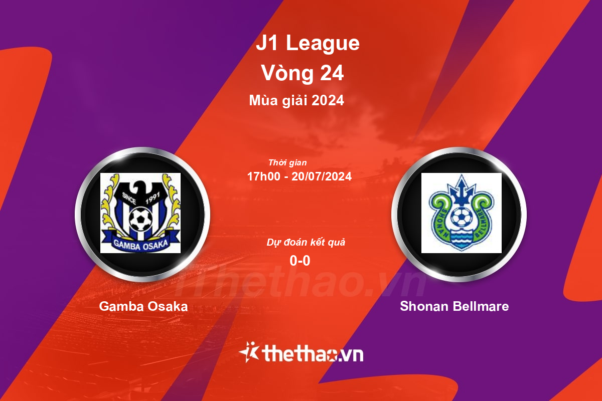 Nhận định, soi kèo Gamba Osaka vs Shonan Bellmare, 17:00 ngày 20/07/2024 J-League 1 2024