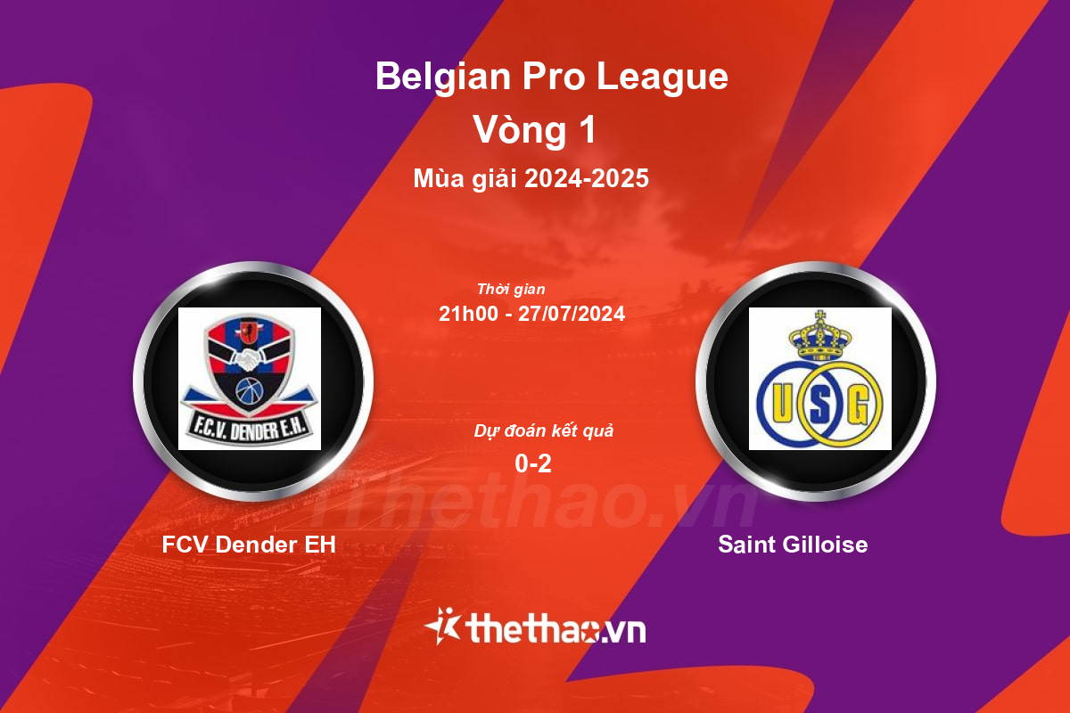 Nhận định, soi kèo FCV Dender EH vs Saint Gilloise, 21:00 ngày 27/07/2024 VĐQG Bỉ 2024-2025
