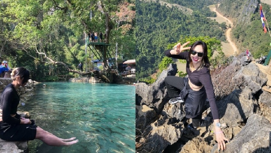 Nghỉ bóng chuyền, Đinh Thị Trà Giang đi 'trèo đèo lội suối' ở Thái Lan