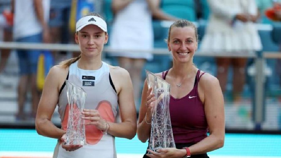 Cựu số 2 Kvitova ngắt mạch thắng của Rybakina, vô địch Miami Open 2023