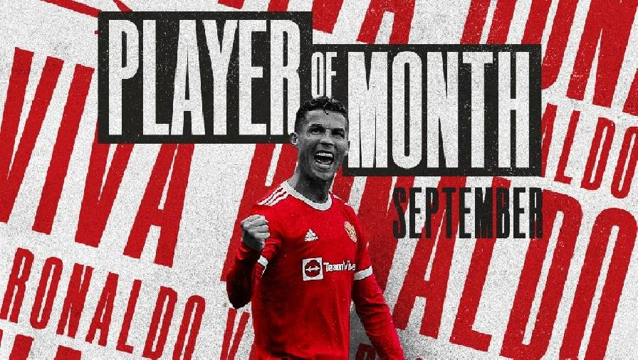 Ronaldo giành danh hiệu Cầu thủ xuất sắc nhất tháng 9 của MU