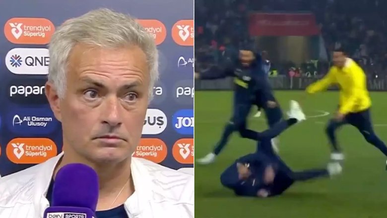 Mourinho trượt cỏ, vấp ngã trong trận thắng kịch tính của Fenerbahce