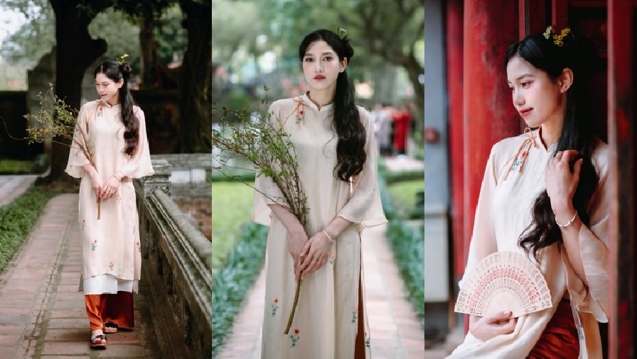 Ngọc nữ bóng chuyền Việt Nam diện áo dài xưa khoe nhan sắc xinh hơn hoa hậu