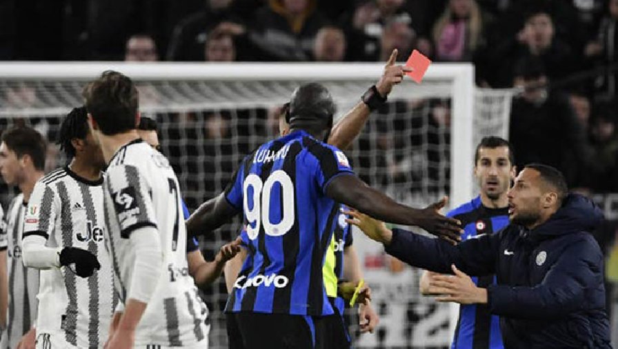 Lukaku ghi bàn rồi nhận thẻ đỏ khi gặp Juventus ở bán kết Coppa Italia