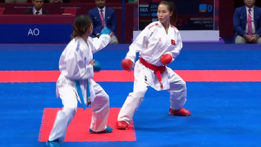 Đinh Thị Hương thắng võ sĩ Indonesia, giành HCĐ Karate ASIAD 19