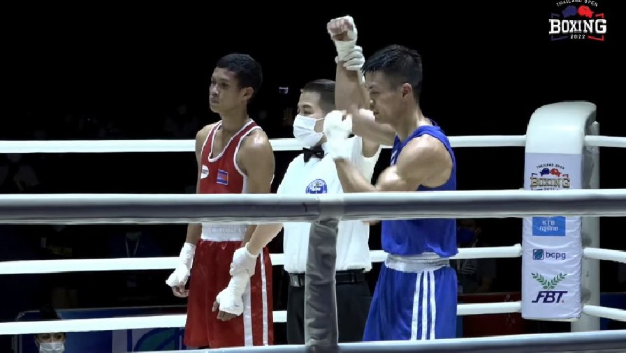 Nguyễn Văn Đương thắng tuyệt đối võ sĩ Campuchia ở giải Boxing Thái Lan Mở rộng