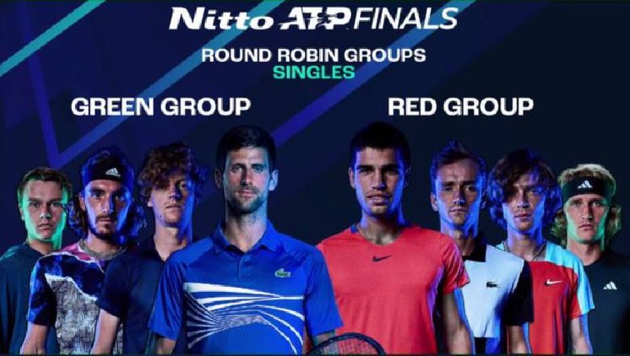 Bốc thăm ATP Finals 2023: Djokovic cùng bảng với Rune, Alcaraz đối đầu Medvedev