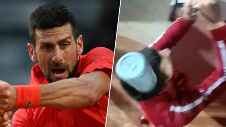 Djokovic bị chai nước rơi trúng đầu khi đang ký tặng fan tại Rome Masters
