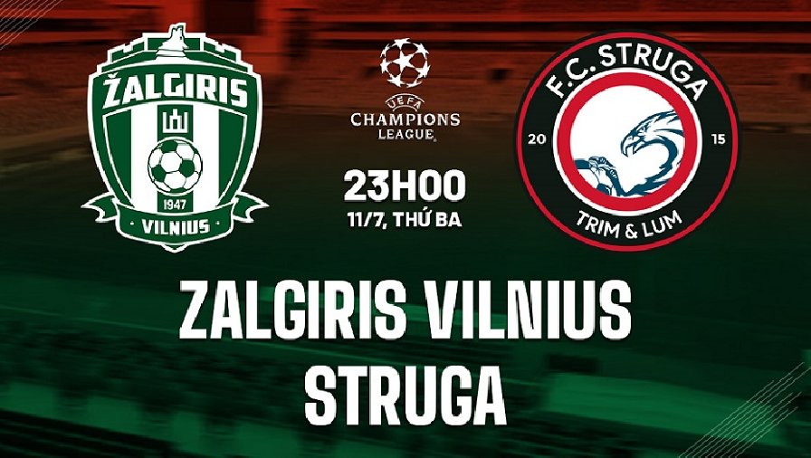 Nhận định, soi kèo Zalgiris Vilnius vs Struga Trim và Lum, 23h00 ngày 11/07: Tiếp đà thăng hoa