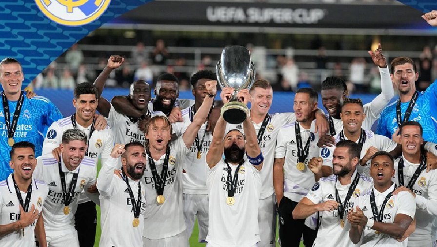 Kết quả Real Madrid vs Frankfurt: Los Blancos lần thứ 5 giành Siêu Cúp châu Âu