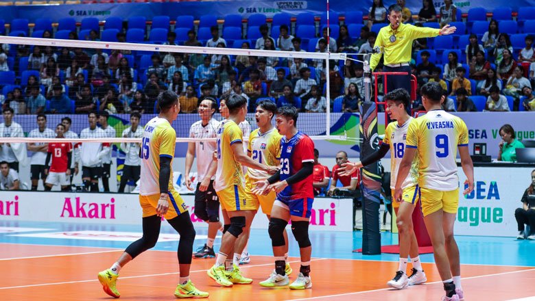 Bóng chuyền nam Campuchia tiếp tục thua trắng ở SEA V.League 2025