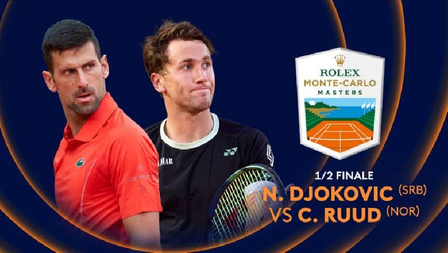 Trực tiếp tennis Djokovic vs Ruud, Bán kết Monte Carlo Masters - 21h30 ngày 13/4