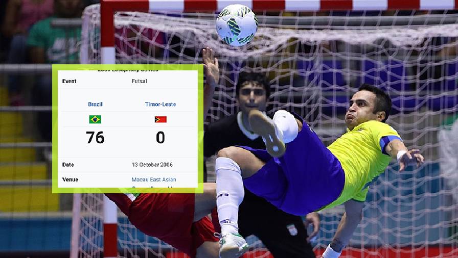 ĐT Futsal Việt Nam coi chừng, Brazil từng lập kỷ lục thắng 76-0
