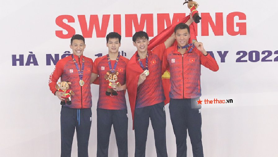 ĐT bơi tiếp sức Việt Nam về đích thứ 3 vẫn... giành HCV nhờ sự cố hy hữu