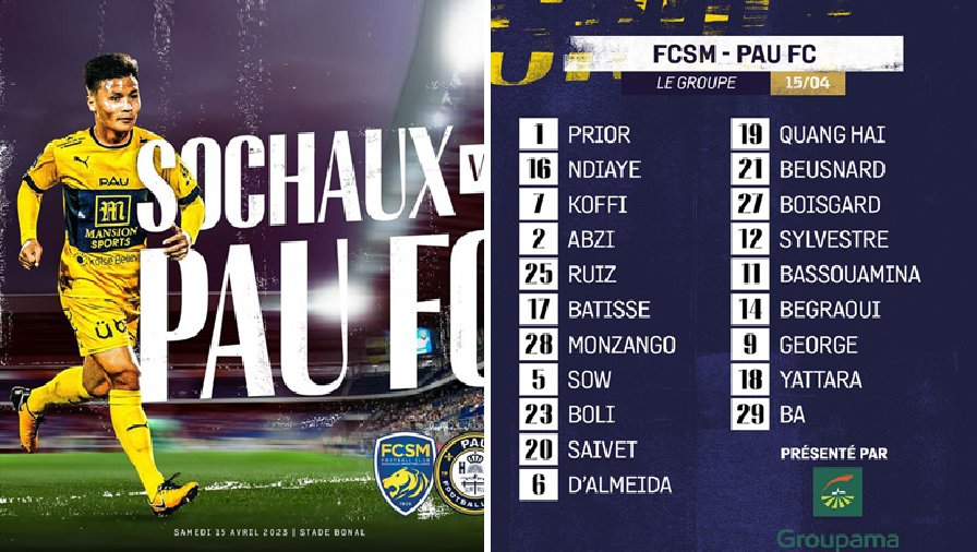 Pau FC ngầm 'bắn tín hiệu' cho Quang Hải ra sân ở trận gặp Sochaux?
