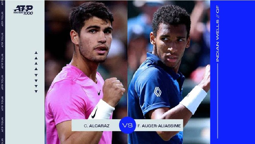 Trực tiếp tennis Alcaraz vs Auger-Aliassime, Tứ kết Indian Wells Masters - 8h00 ngày 17/3
