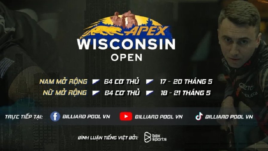 Lịch thi đấu giải Wisconsin Open Pool 2023 mới nhất