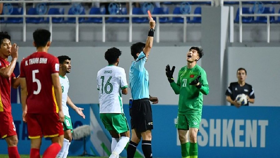 80% đối thủ của Saudi Arabia tại U23 châu Á 2022 phải nhận thẻ đỏ