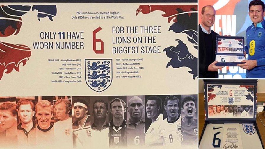 Sao ĐT Anh nhận quà World Cup đặc biệt từ Hoàng tử William