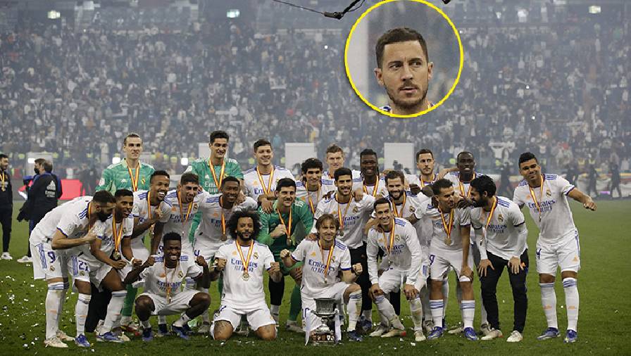Eden Hazard đờ đẫn trong màn ăn mừng Siêu Cúp Tây Ban Nha của Real Madrid
