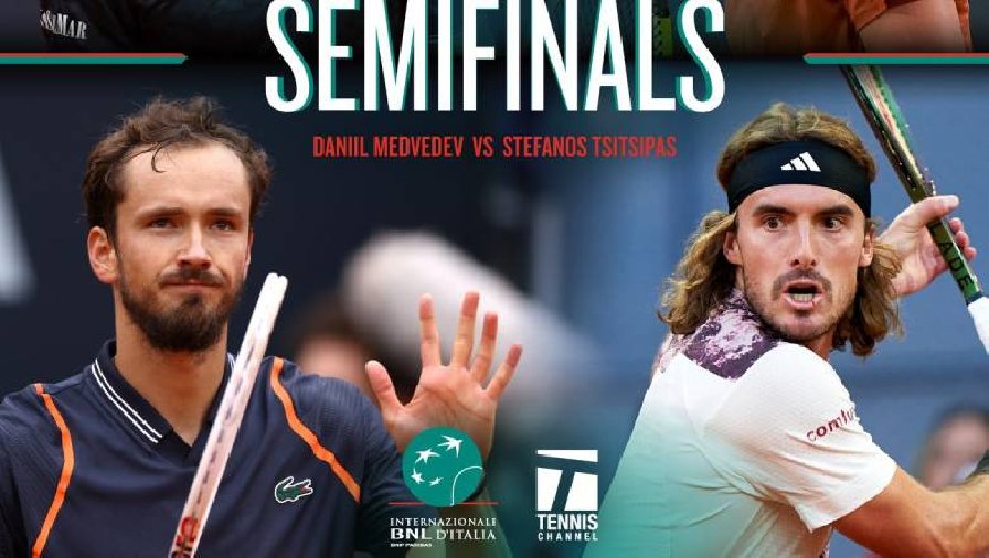 Lịch thi đấu tennis Bán kết Rome Masters: Medvedev gặp Tsitsipas khi nào?