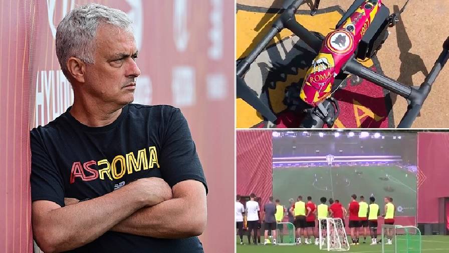 Mourinho dùng drone soi lỗi từng cầu thủ Roma trong buổi tập