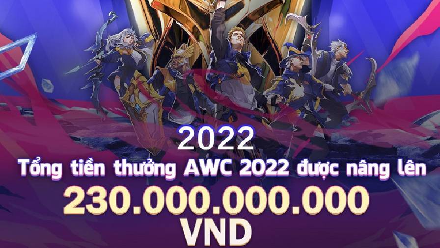 Liên Quân Mobile: AWC 2022 có mức tiền thưởng 230 tỷ đồng, đổi lịch thi đấu với AIC