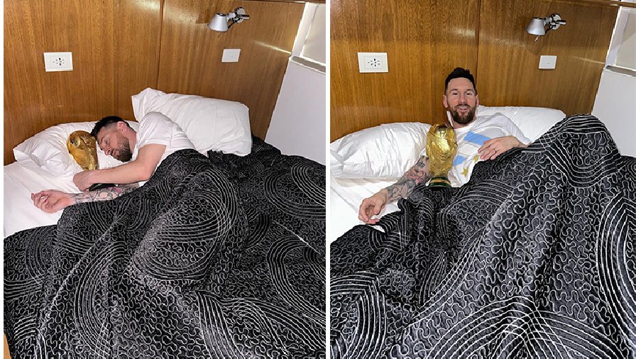 Messi ngủ cùng cúp vàng thế giới, say sưa với chức vô địch World Cup