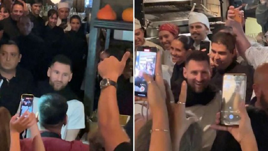 Lionel Messi từ chối rời nhà hàng bằng cửa sau, đối diện với đám đông NHM