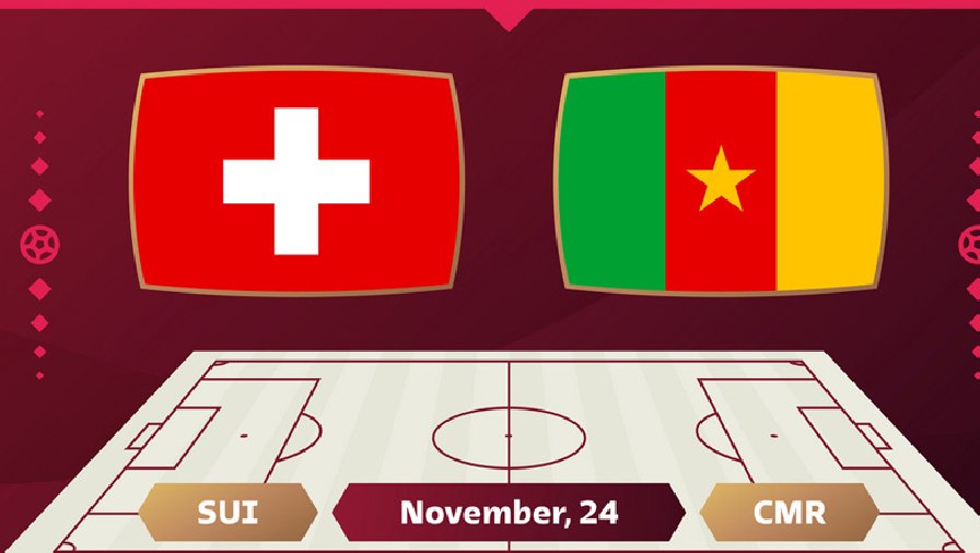 Tỷ lệ kèo hiệp 1 Thụy Sĩ vs Cameroon, 17h00 ngày 24/11