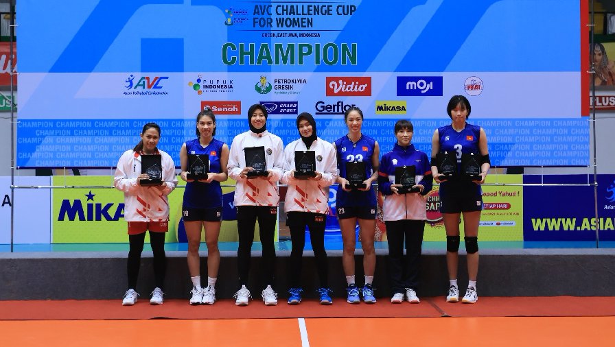 Bóng chuyền nữ Việt Nam cùng Indonesia chia nhau thâu tóm giải cá nhân ở AVC Challenge Cup 2023