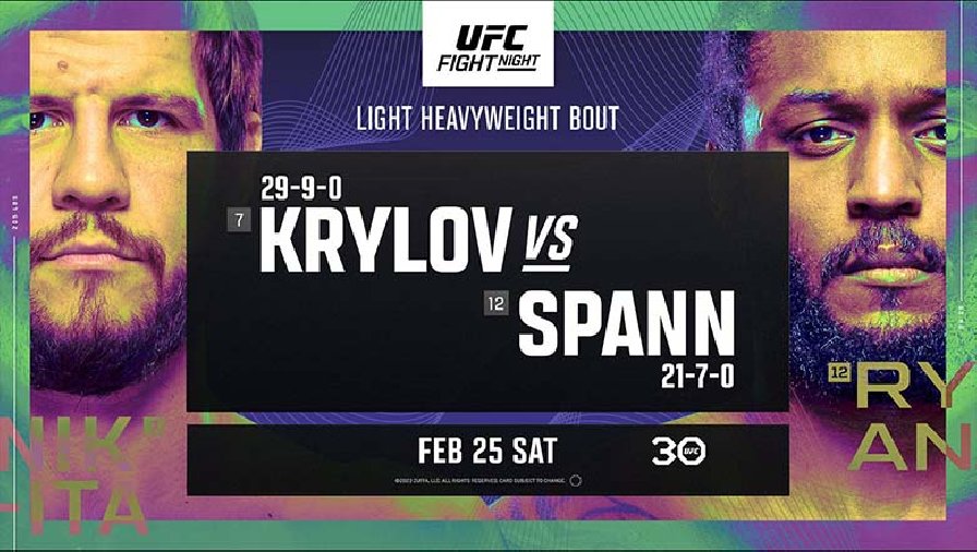 Xem trực tiếp UFC Fight Night: Krylov vs Spann trên kênh nào