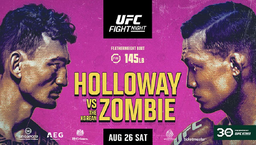 Xem trực tiếp UFC Fight Night: Holloway vs The Korean Zombie trên kênh nào
