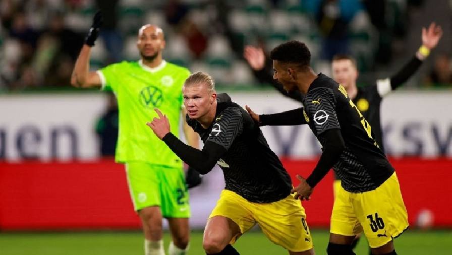 Haaland tái xuất và ghi bàn 8 phút sau khi vào sân, Dortmund thắng ngược Wolfsburg