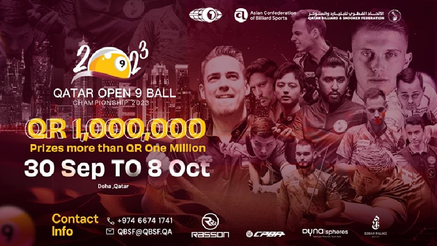 Tiền thưởng giải Pool 9 bi Qatar Open 2023 là bao nhiêu?