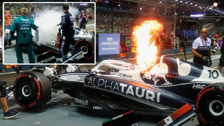 F1 Singapore GP: Xe đội Alpha Tauri bốc cháy ở ngày đua thử thứ 2