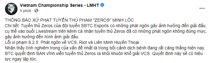 Zeros bị cấm thi đấu vĩnh viễn - Ảnh 1