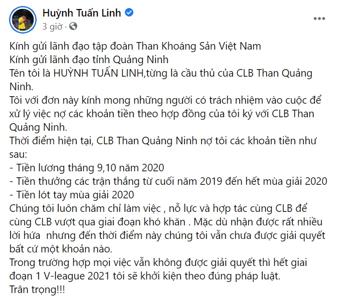 Huỳnh Tuấn Linh dọa kiện Than Quảng Ninh vì khoản nợ lương, thưởng tiền tỷ - Ảnh 2