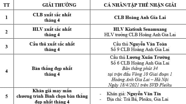 HAGL ẵm trọn toàn bộ giải thưởng tháng 4 V-League - Ảnh 3