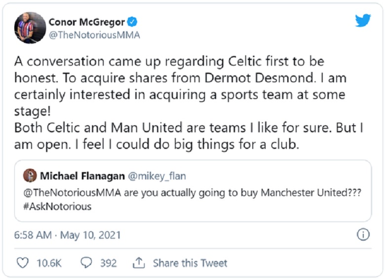 McGregor lại bày tỏ tham vọng mua MU - Ảnh 1
